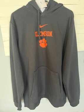 Nike Black Hoodie with Orange Clemson Paw & Swoosh